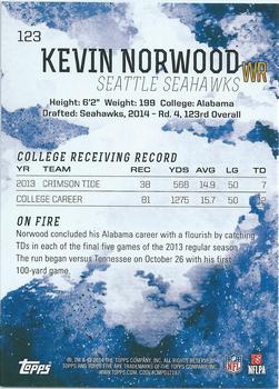 2014 Topps Fire #123 Kevin Norwood Back