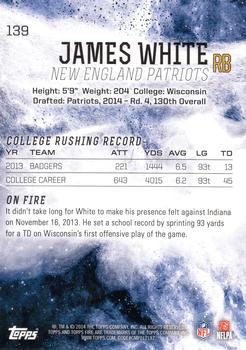 2014 Topps Fire #139 James White Back
