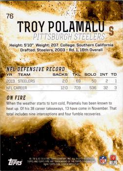 2014 Topps Fire #76 Troy Polamalu Back
