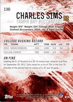 2014 Topps Fire #136 Charles Sims Back