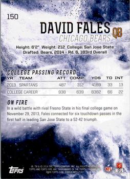 2014 Topps Fire #150 David Fales Back