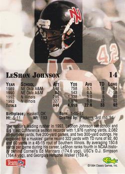 1994 Classic NFL Draft #14 LeShon Johnson  Back