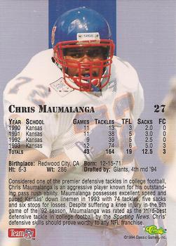 1994 Classic NFL Draft #27 Chris Maumalanga  Back