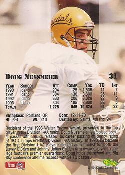 1994 Classic NFL Draft #31 Doug Nussmeier  Back