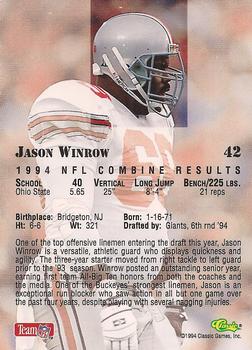 1994 Classic NFL Draft #42 Jason Winrow  Back