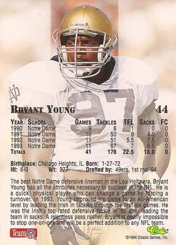 1994 Classic NFL Draft #44 Bryant Young  Back