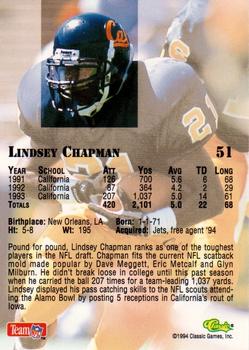 1994 Classic NFL Draft #51 Lindsey Chapman  Back
