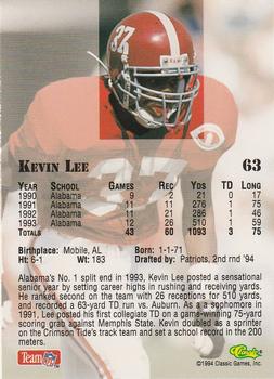 1994 Classic NFL Draft #63 Kevin Lee  Back