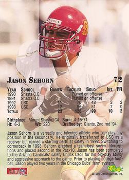 1994 Classic NFL Draft #72 Jason Sehorn  Back