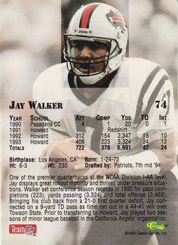 1994 Classic NFL Draft #74 Jay Walker  Back