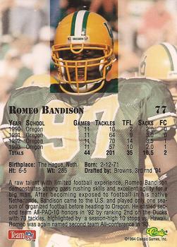 1994 Classic NFL Draft #77 Romeo Bandison  Back