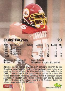 1994 Classic NFL Draft #79 James Folston  Back
