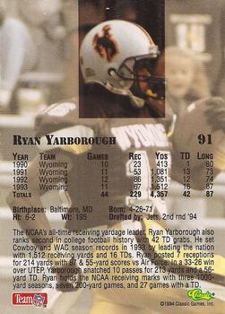 1994 Classic NFL Draft #91 Ryan Yarborough  Back