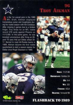 1994 Classic NFL Draft #96 Troy Aikman  Back