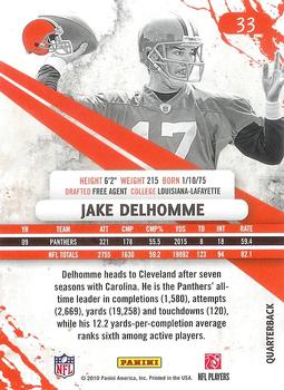 2010 Panini Rookies & Stars #33 Jake Delhomme  Back