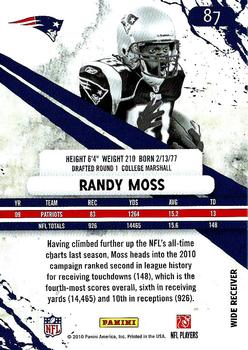 2010 Panini Rookies & Stars #87 Randy Moss  Back