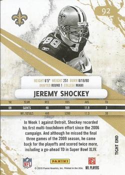2010 Panini Rookies & Stars #92 Jeremy Shockey  Back