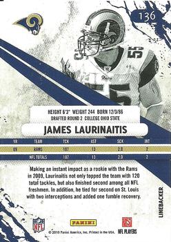 2010 Panini Rookies & Stars #136 James Laurinaitis  Back