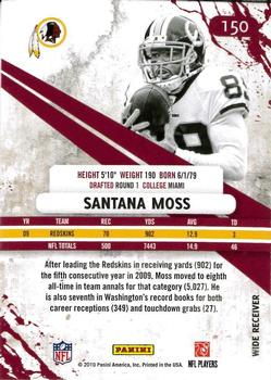 2010 Panini Rookies & Stars #150 Santana Moss  Back