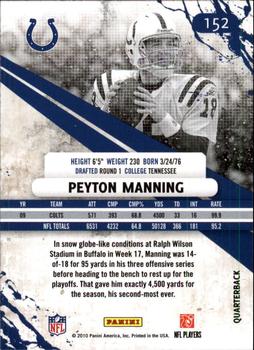 2010 Panini Rookies & Stars #152 Peyton Manning  Back