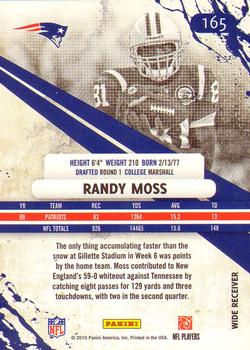 2010 Panini Rookies & Stars #165 Randy Moss  Back