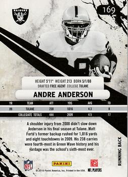 2010 Panini Rookies & Stars #169 Andre Anderson  Back