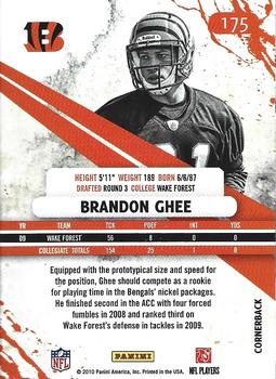 2010 Panini Rookies & Stars #175 Brandon Ghee  Back