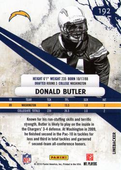 2010 Panini Rookies & Stars #192 Donald Butler  Back