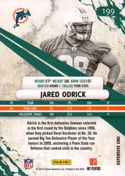 2010 Panini Rookies & Stars #199 Jared Odrick  Back