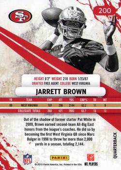 2010 Panini Rookies & Stars #200 Jarrett Brown  Back