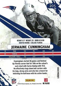 2010 Panini Rookies & Stars #205 Jermaine Cunningham  Back