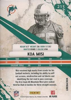 2010 Panini Rookies & Stars #213 Koa Misi  Back