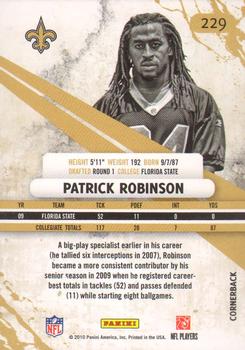 2010 Panini Rookies & Stars #229 Patrick Robinson  Back