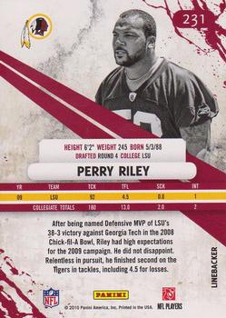 2010 Panini Rookies & Stars #231 Perry Riley  Back