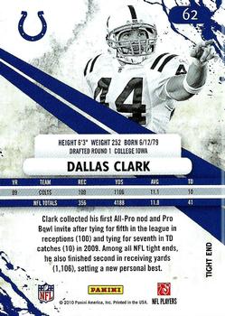 2010 Panini Rookies & Stars #62 Dallas Clark  Back