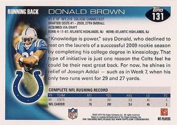 2010 Topps #131 Donald Brown  Back