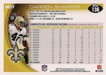 2010 Topps #136 Darren Sharper  Back