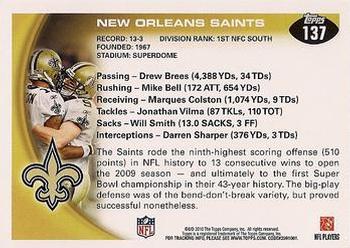 2010 Topps #137 New Orleans Saints Back