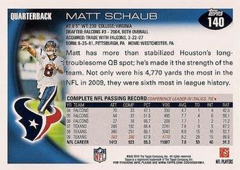 2010 Topps #140 Matt Schaub  Back
