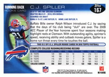 2010 Topps #167 C.J. Spiller  Back
