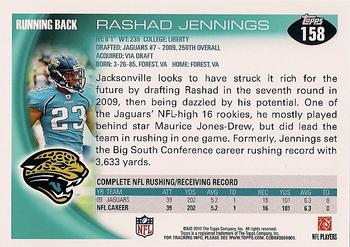 2010 Topps #158 Rashad Jennings  Back