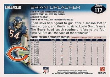 2010 Topps #177 Brian Urlacher  Back