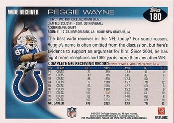 2010 Topps #180 Reggie Wayne  Back