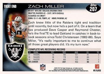 2010 Topps #207 Zach Miller  Back