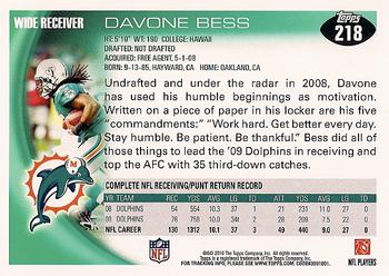 2010 Topps #218 Davone Bess  Back