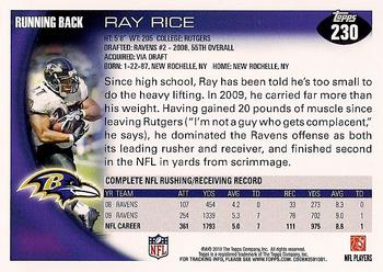2010 Topps #230 Ray Rice  Back