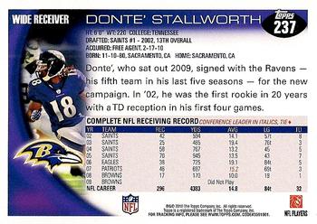 2010 Topps #237 Donte Stallworth  Back