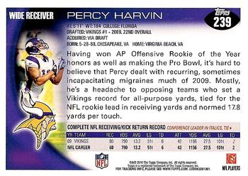 2010 Topps #239 Percy Harvin  Back