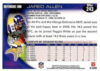 2010 Topps #243 Jared Allen  Back