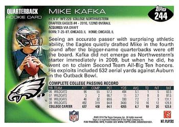 2010 Topps #244 Mike Kafka  Back
